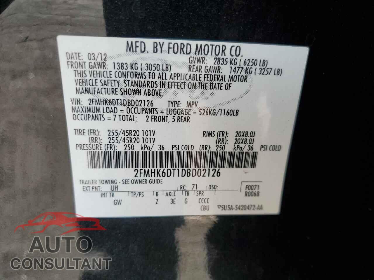 FORD FLEX 2013 - 2FMHK6DT1DBD02126