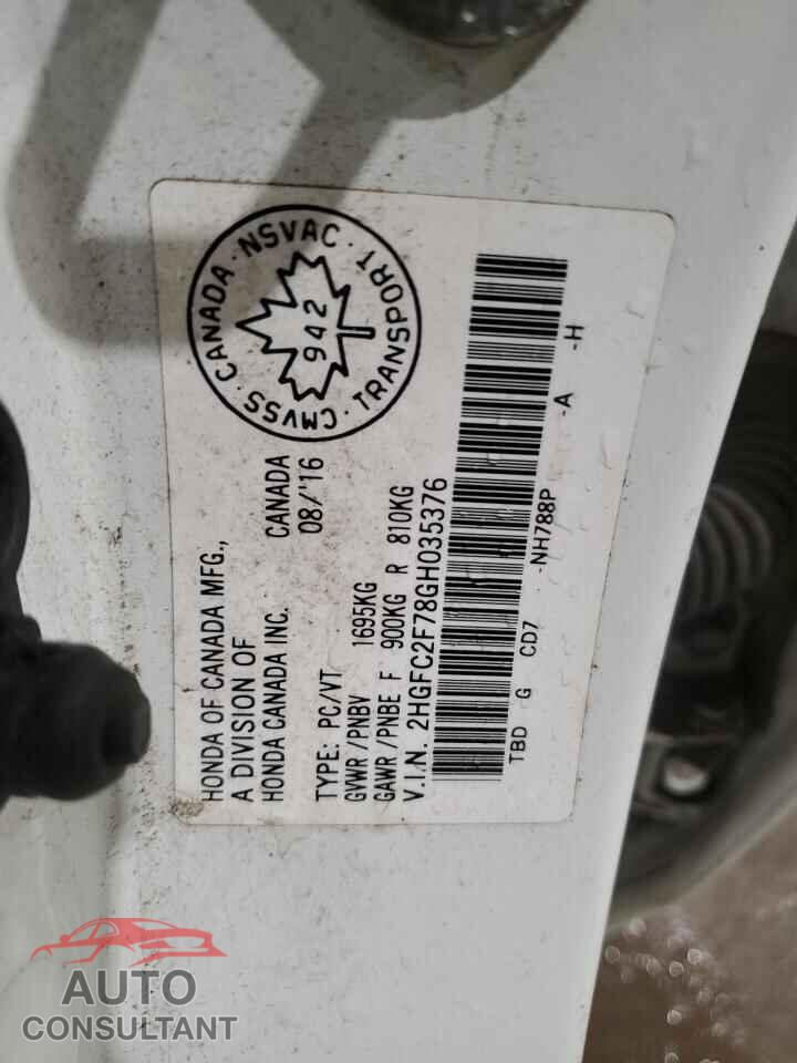 HONDA CIVIC 2016 - 2HGFC2F78GH035376