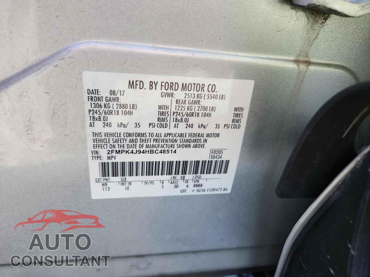 FORD EDGE 2017 - 2FMPK4J94HBC48514