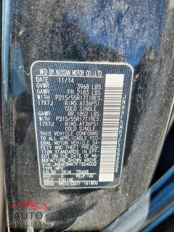 NISSAN JUKE 2015 - JN8AF5MR7FT504002