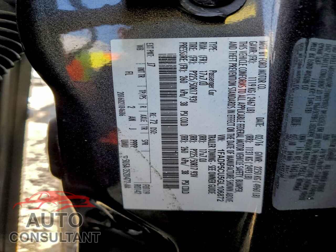 FORD CMAX 2016 - 1FADP5CU5GL106872