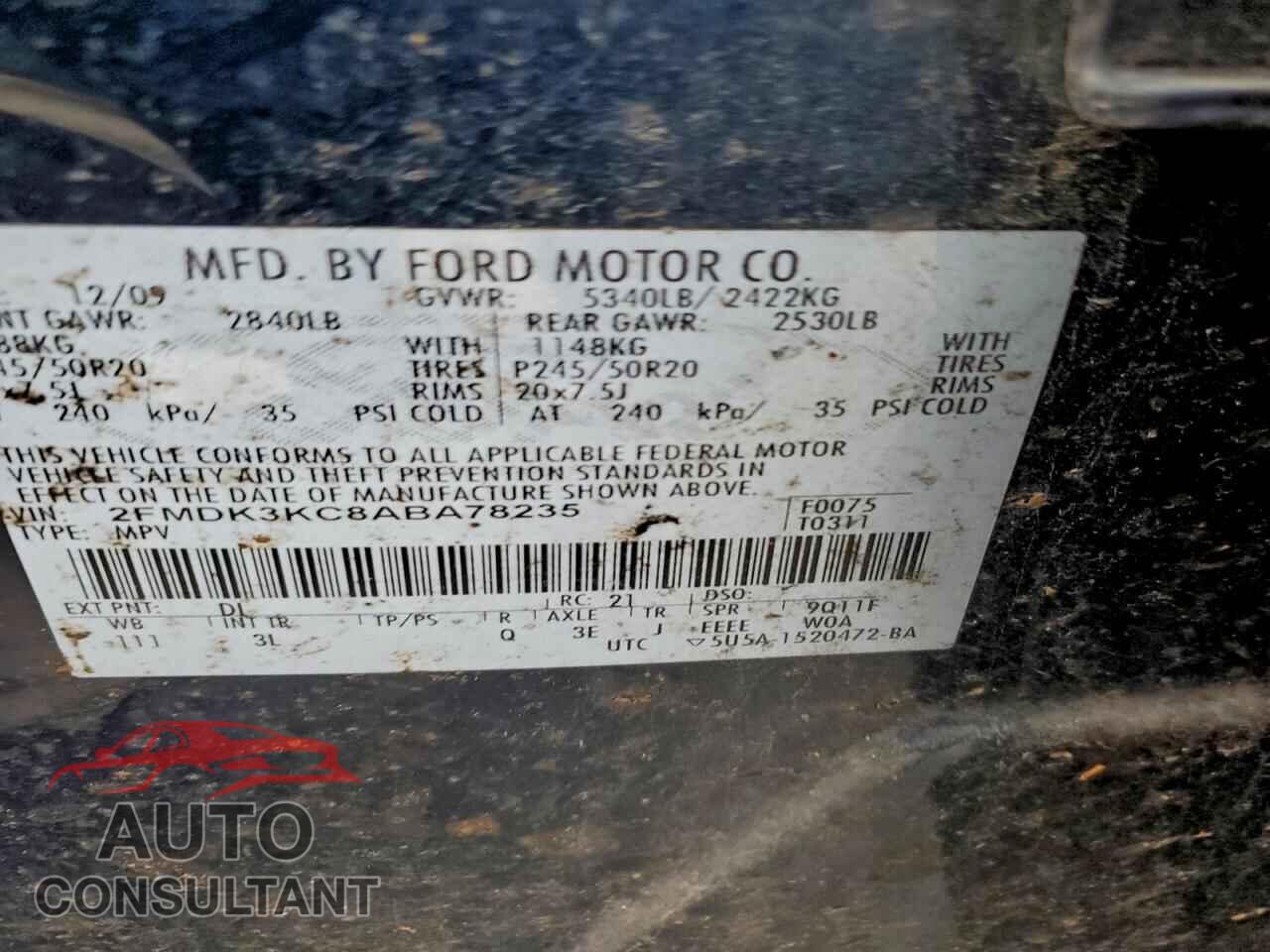FORD EDGE 2010 - 2FMDK3KC8ABA78235