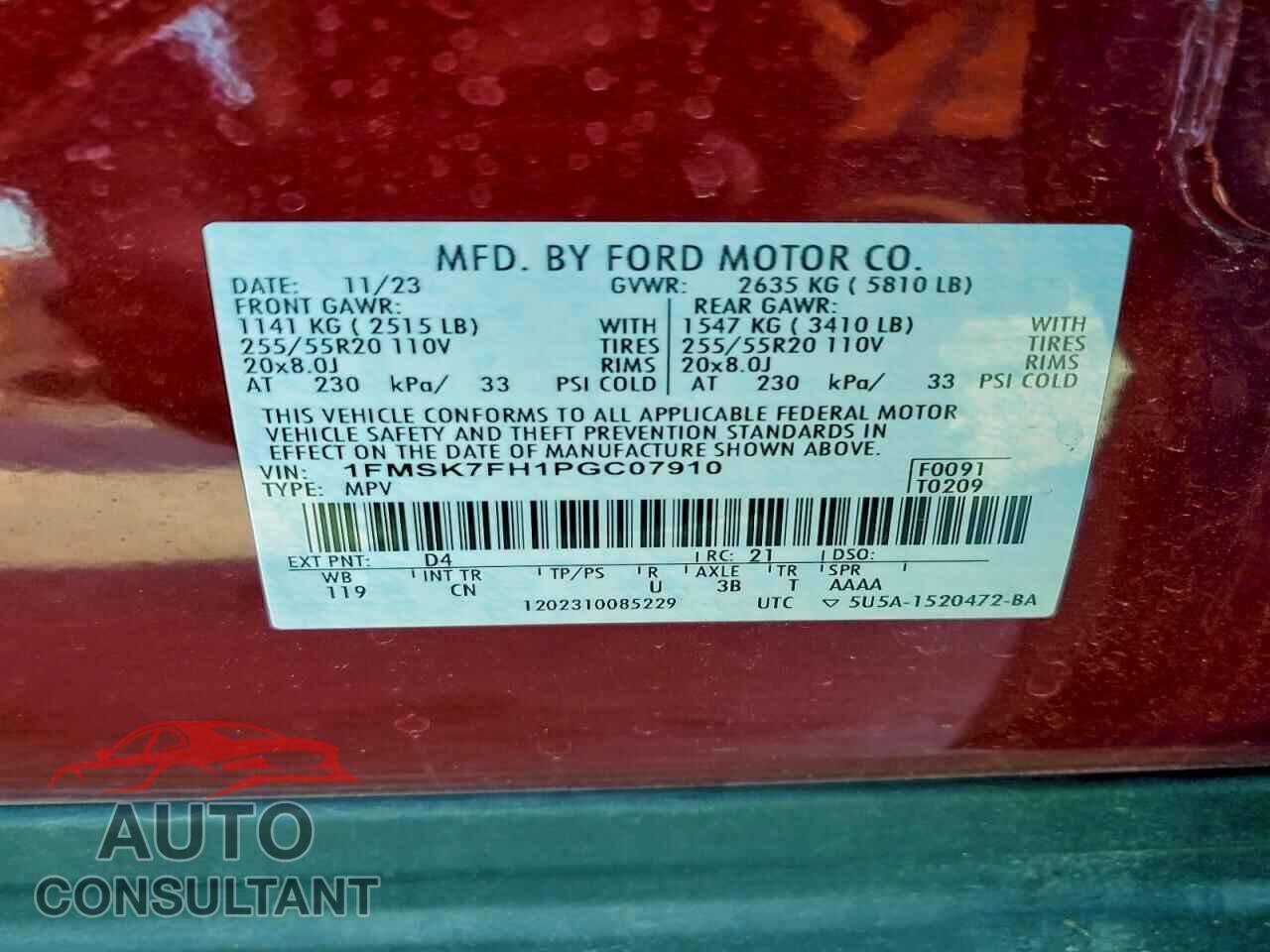 FORD EXPLORER 2023 - 1FMSK7FH1PGC07910
