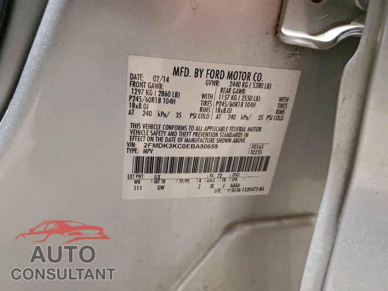 FORD EDGE 2014 - 2FMDK3KC0EBA50659