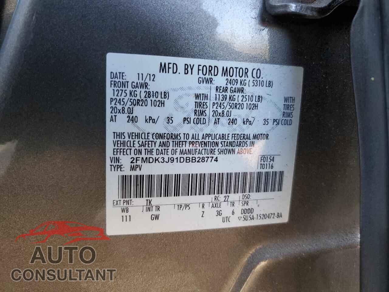 FORD EDGE 2013 - 2FMDK3J91DBB28774