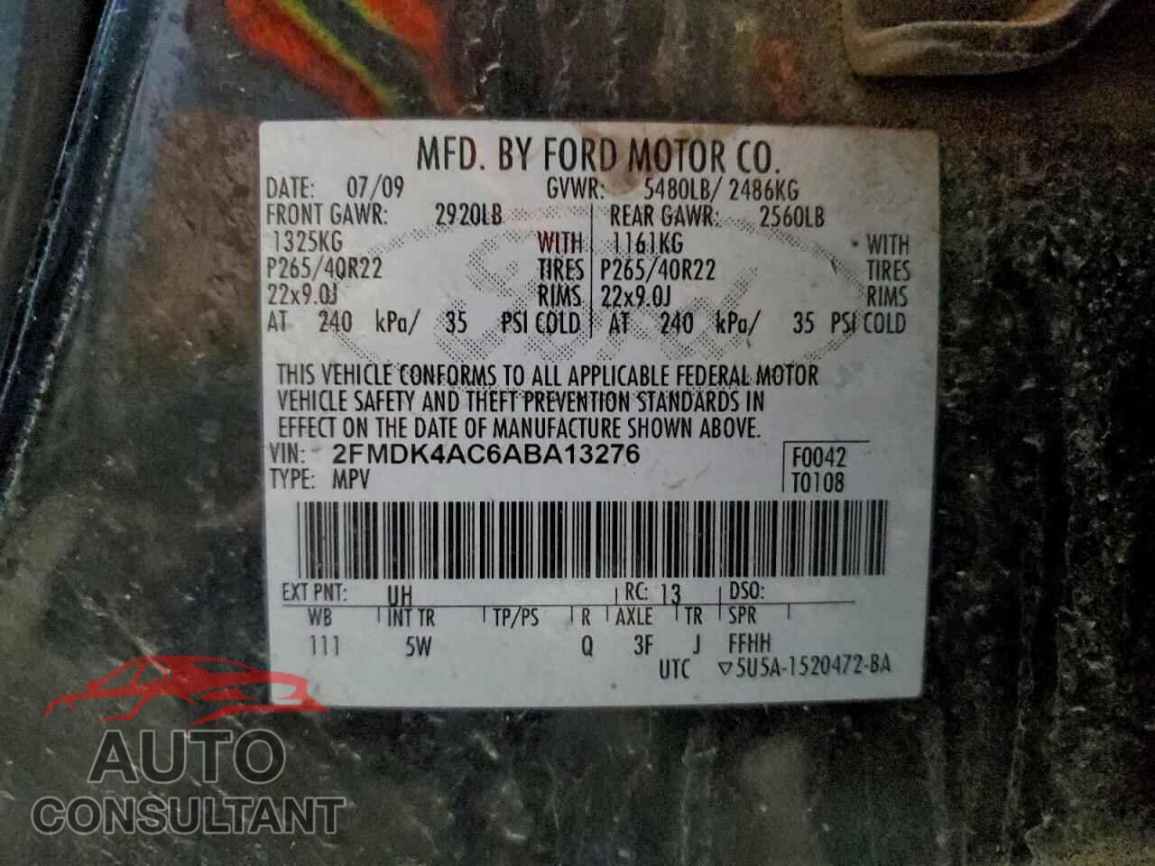 FORD EDGE 2010 - 2FMDK4AC6ABA13276