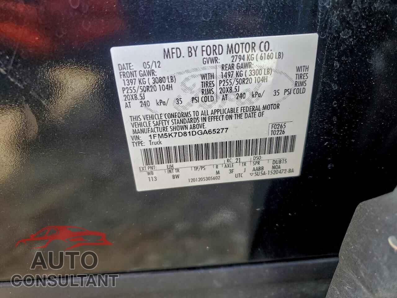 FORD EXPLORER 2013 - 1FM5K7D81DGA65277