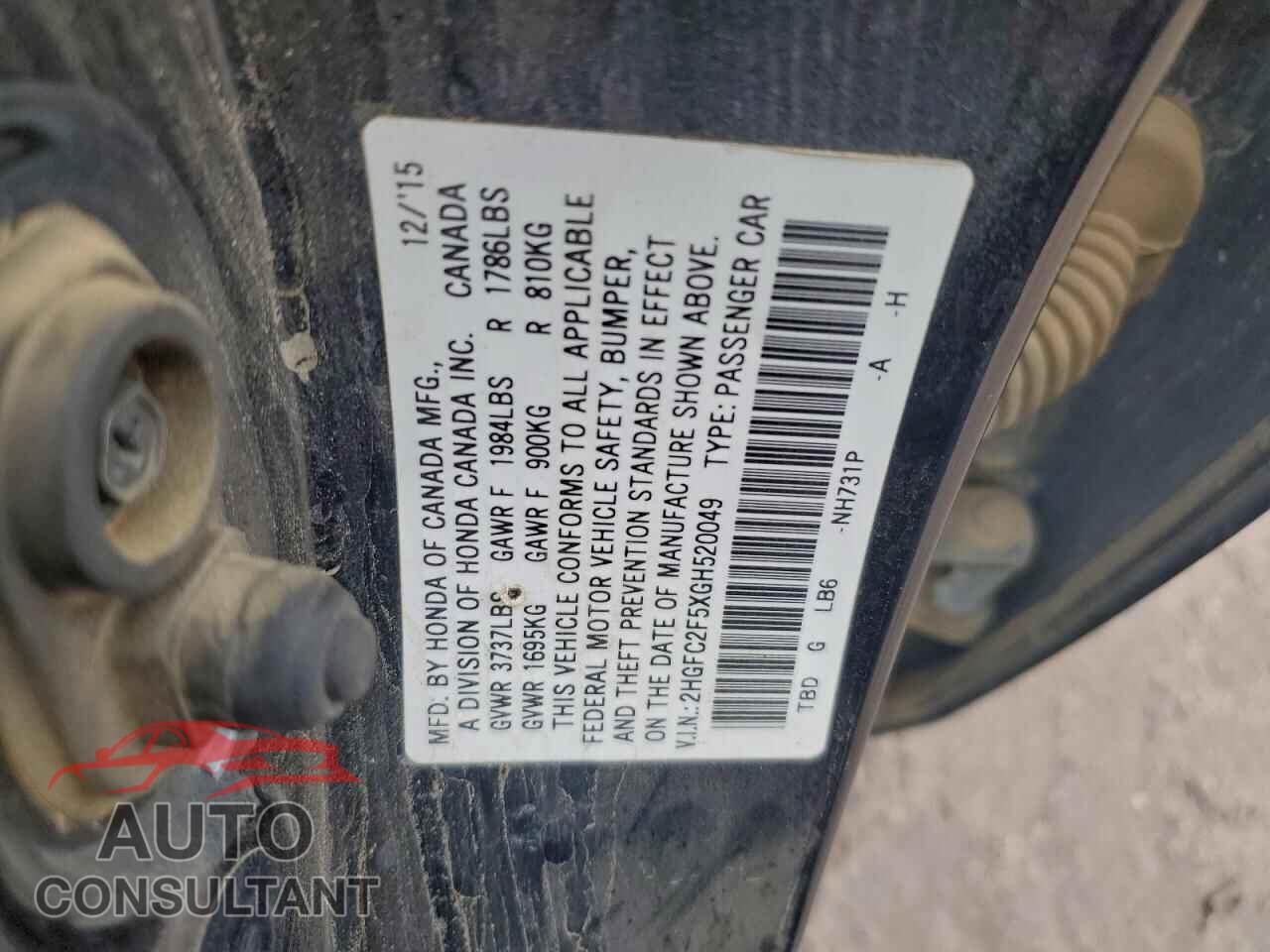 HONDA CIVIC 2016 - 2HGFC2F5XGH520049