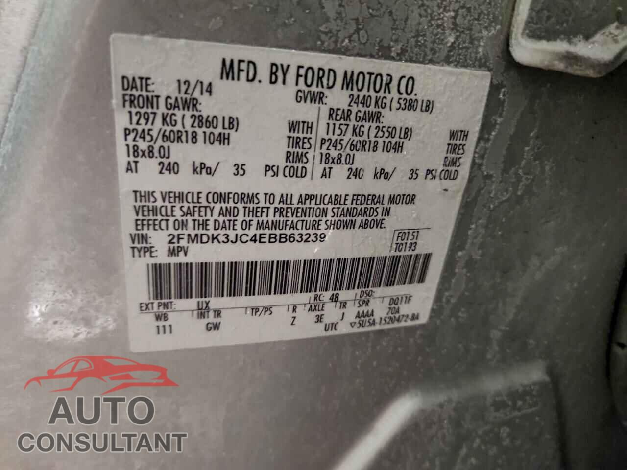 FORD EDGE 2014 - 2FMDK3JC4EBB63239