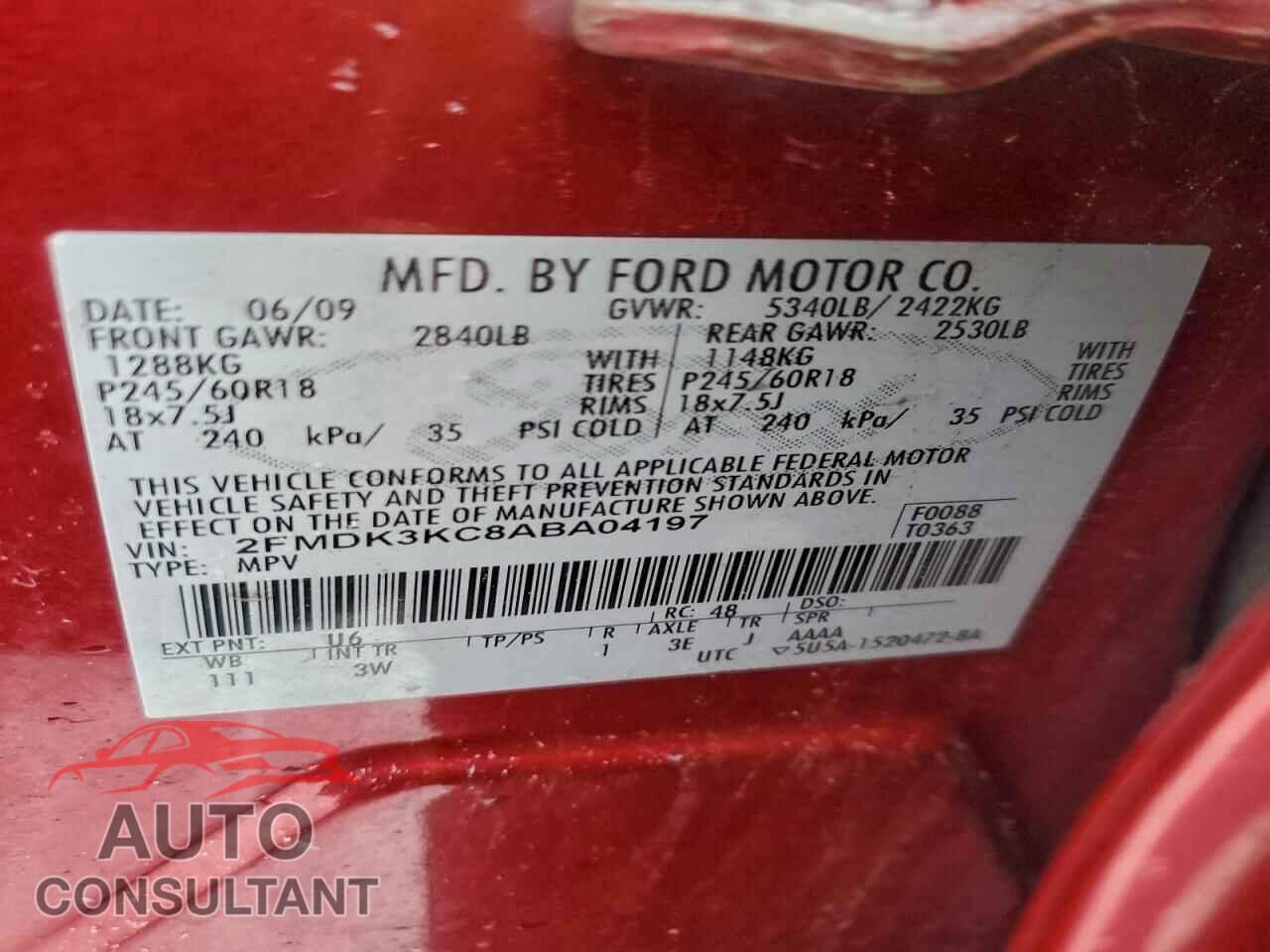 FORD EDGE 2010 - 2FMDK3KC8ABA04197