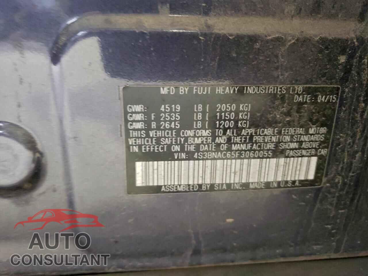 SUBARU LEGACY 2015 - 4S3BNAC65F3060055