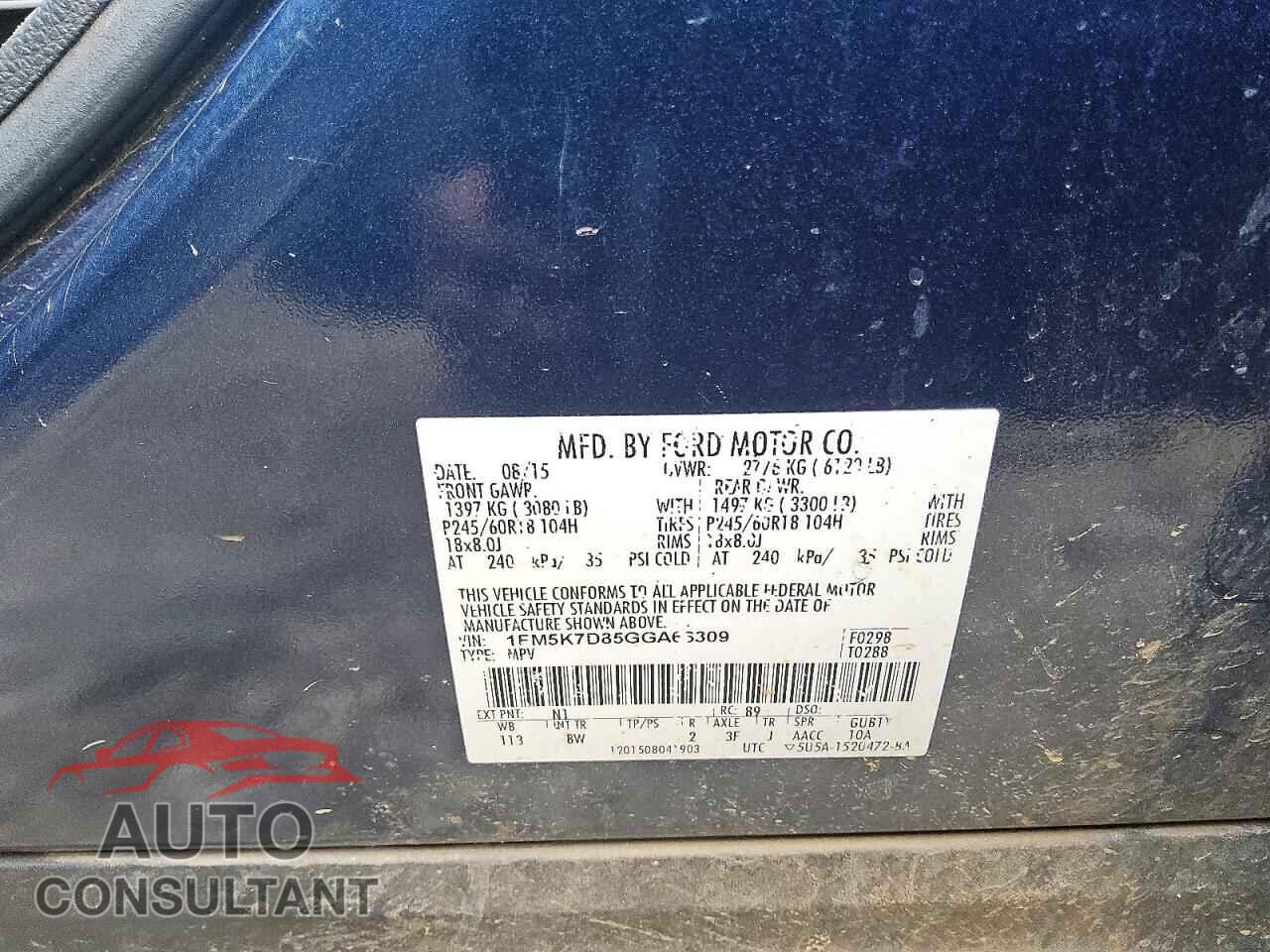 FORD EXPLORER 2016 - 1FM5K7D85GGA63309