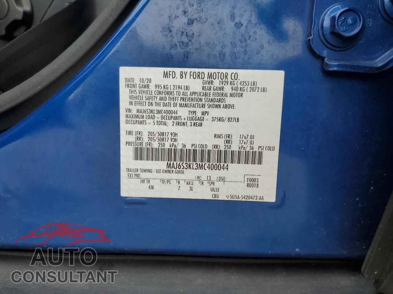 FORD ECOSPORT 2021 - MAJ6S3KL3MC400044