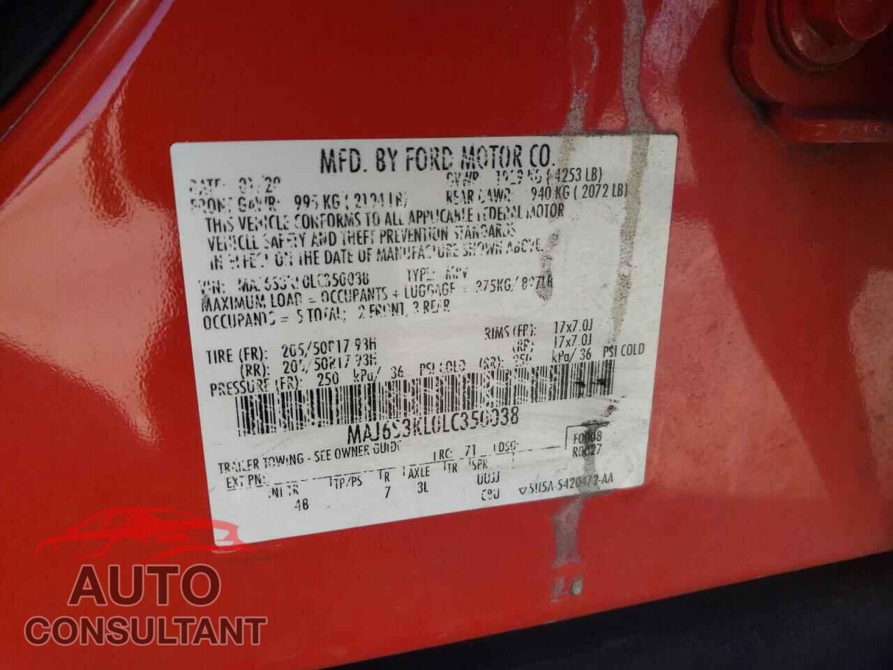 FORD ECOSPORT 2020 - MAJ6S3KL0LC350038