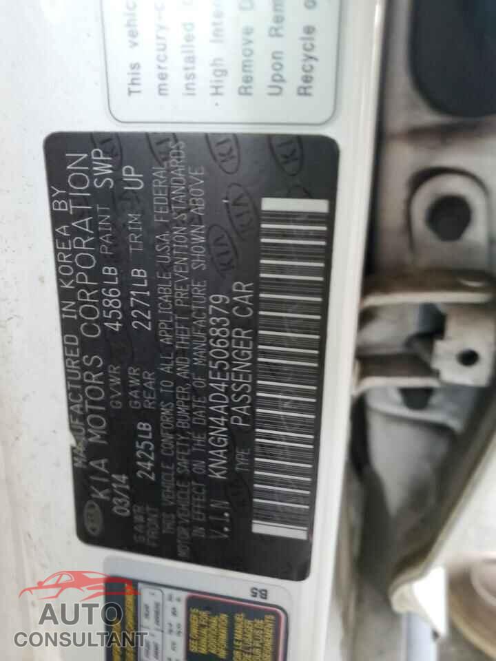 KIA OPTIMA 2014 - KNAGN4AD4E5068379