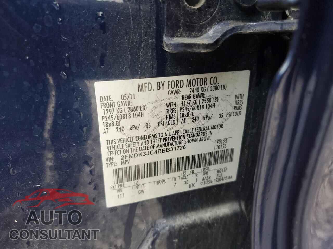 FORD EDGE 2011 - 2FMDK3JC4BBB31726