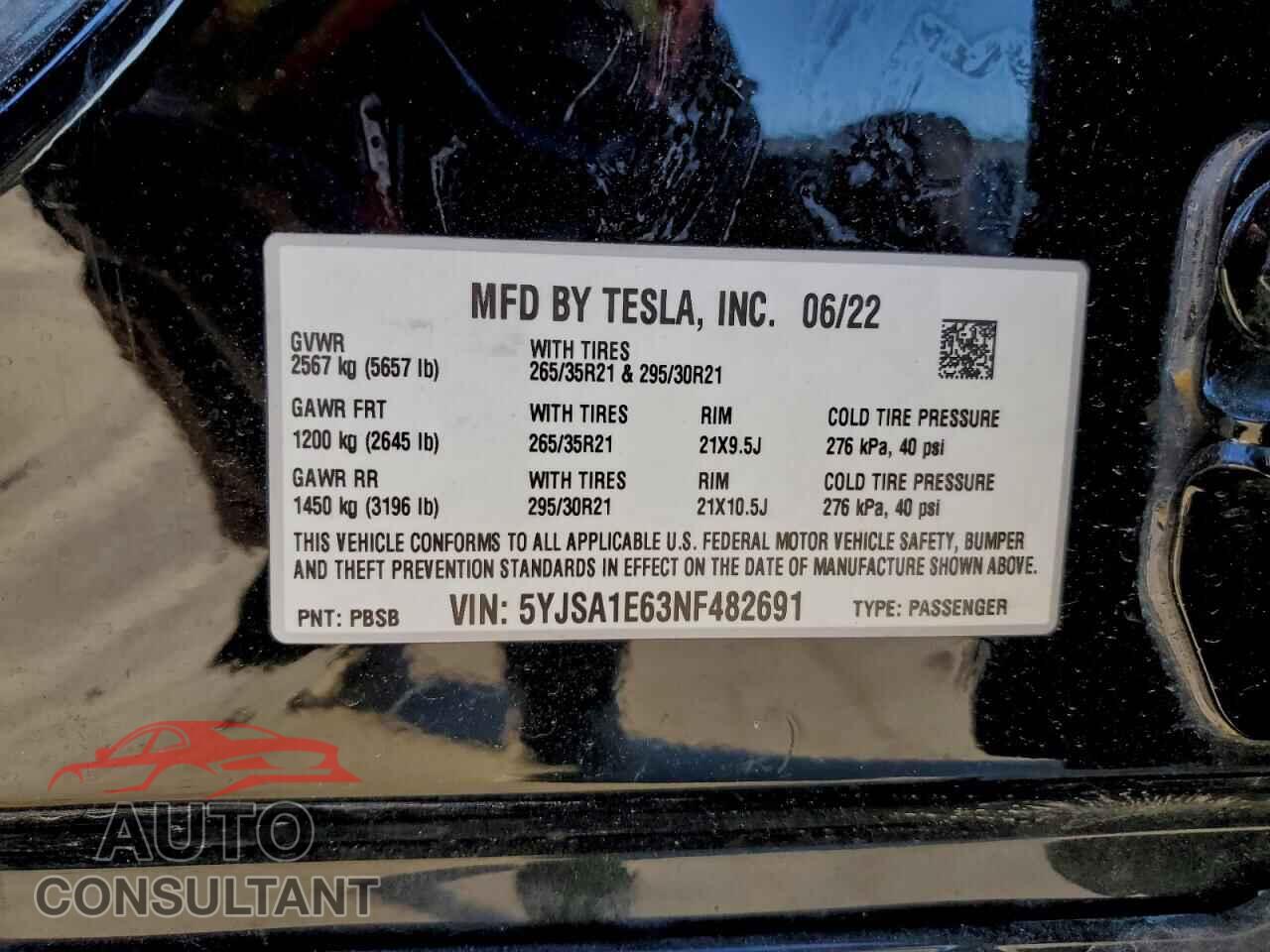 TESLA MODEL S 2022 - 5YJSA1E63NF482691