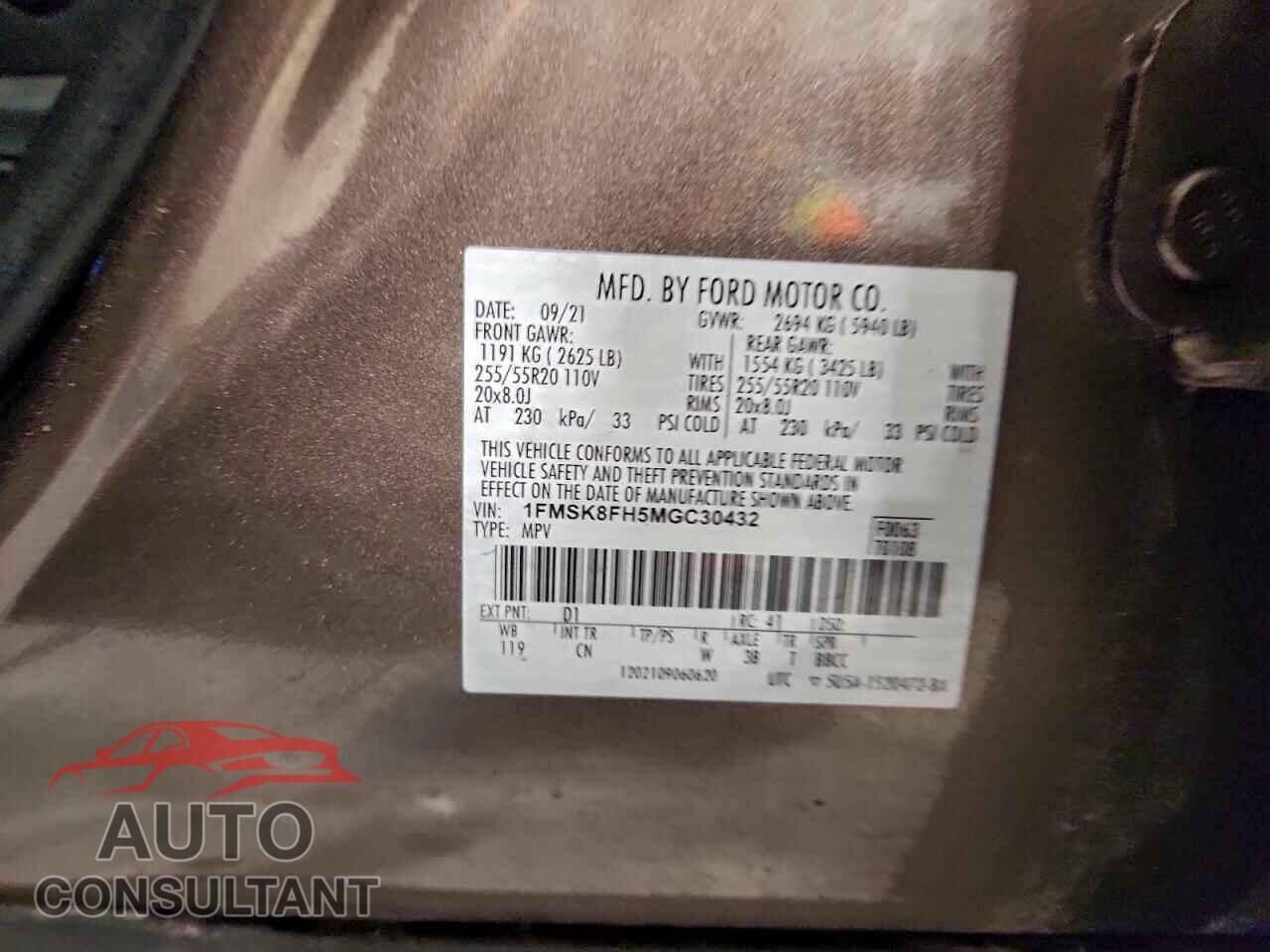 FORD EXPLORER 2021 - 1FMSK8FH5MGC30432