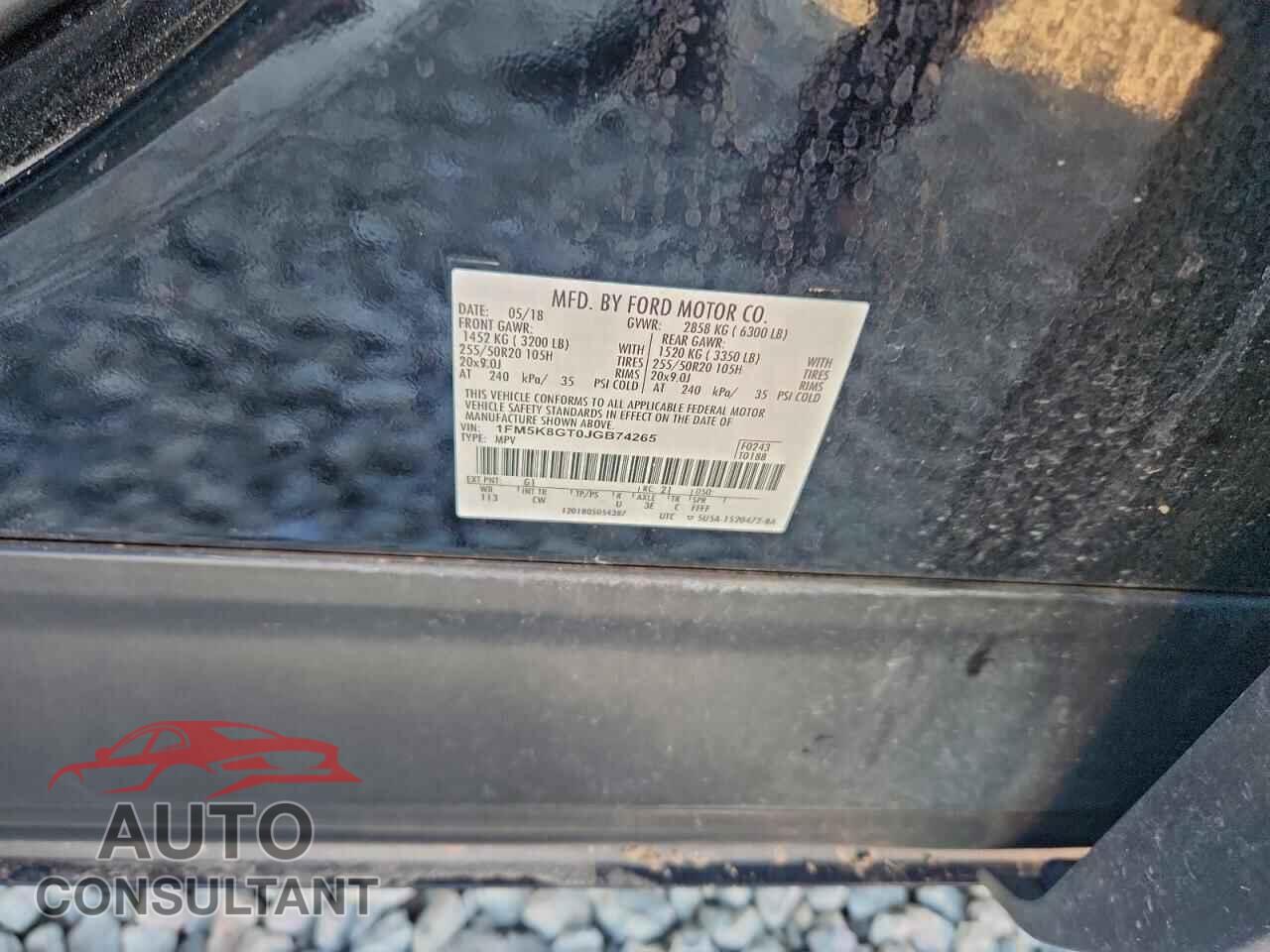 FORD EXPLORER 2018 - 1FM5K8GT0JGB74265