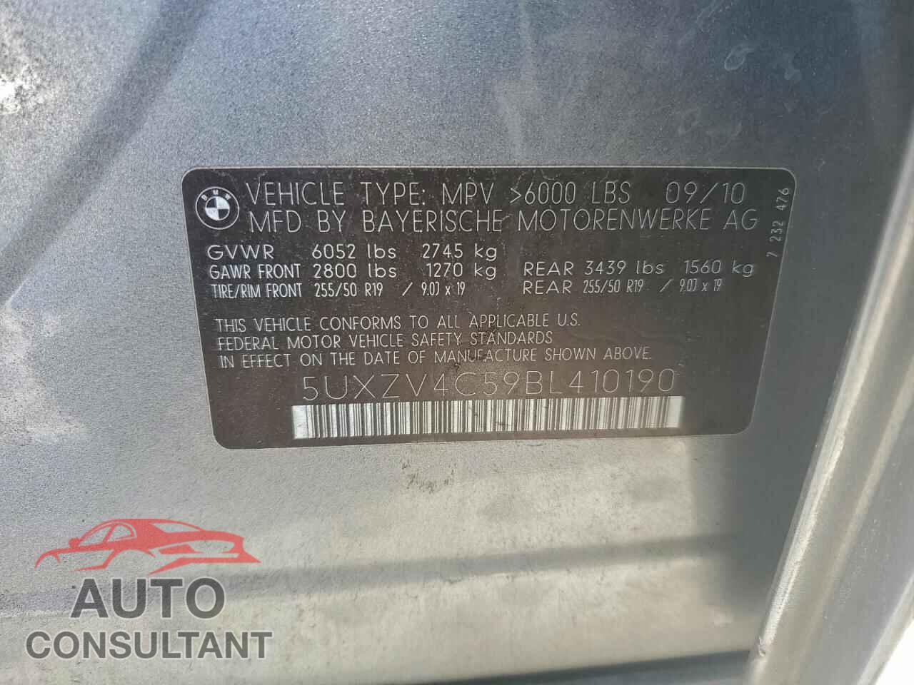 BMW X5 2011 - 5UXZV4C59BL410190