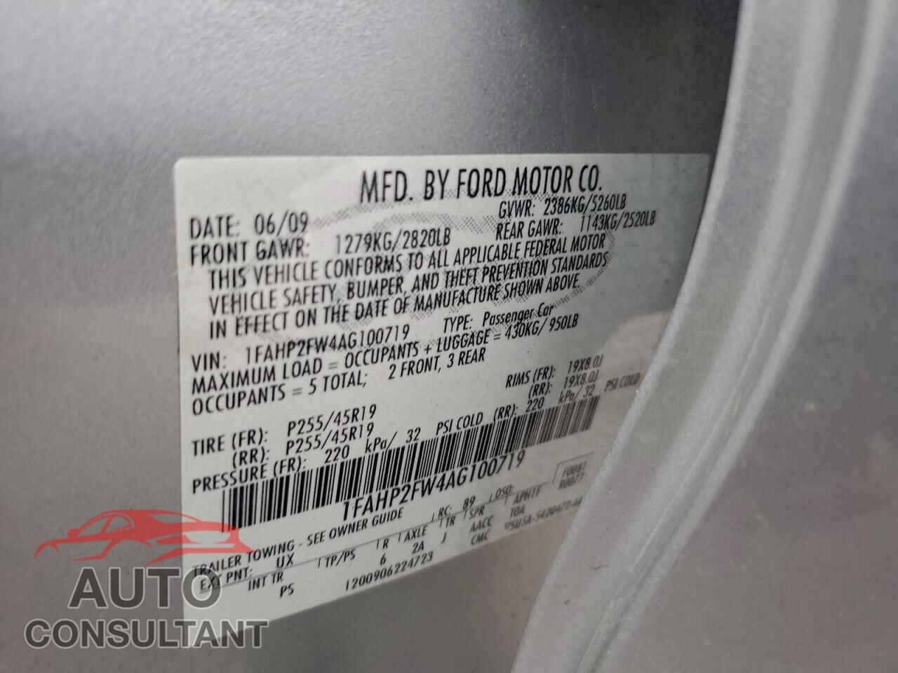 FORD TAURUS 2010 - 1FAHP2FW4AG100719
