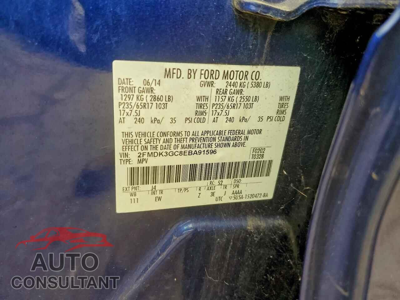 FORD EDGE 2014 - 2FMDK3GC8EBA91596