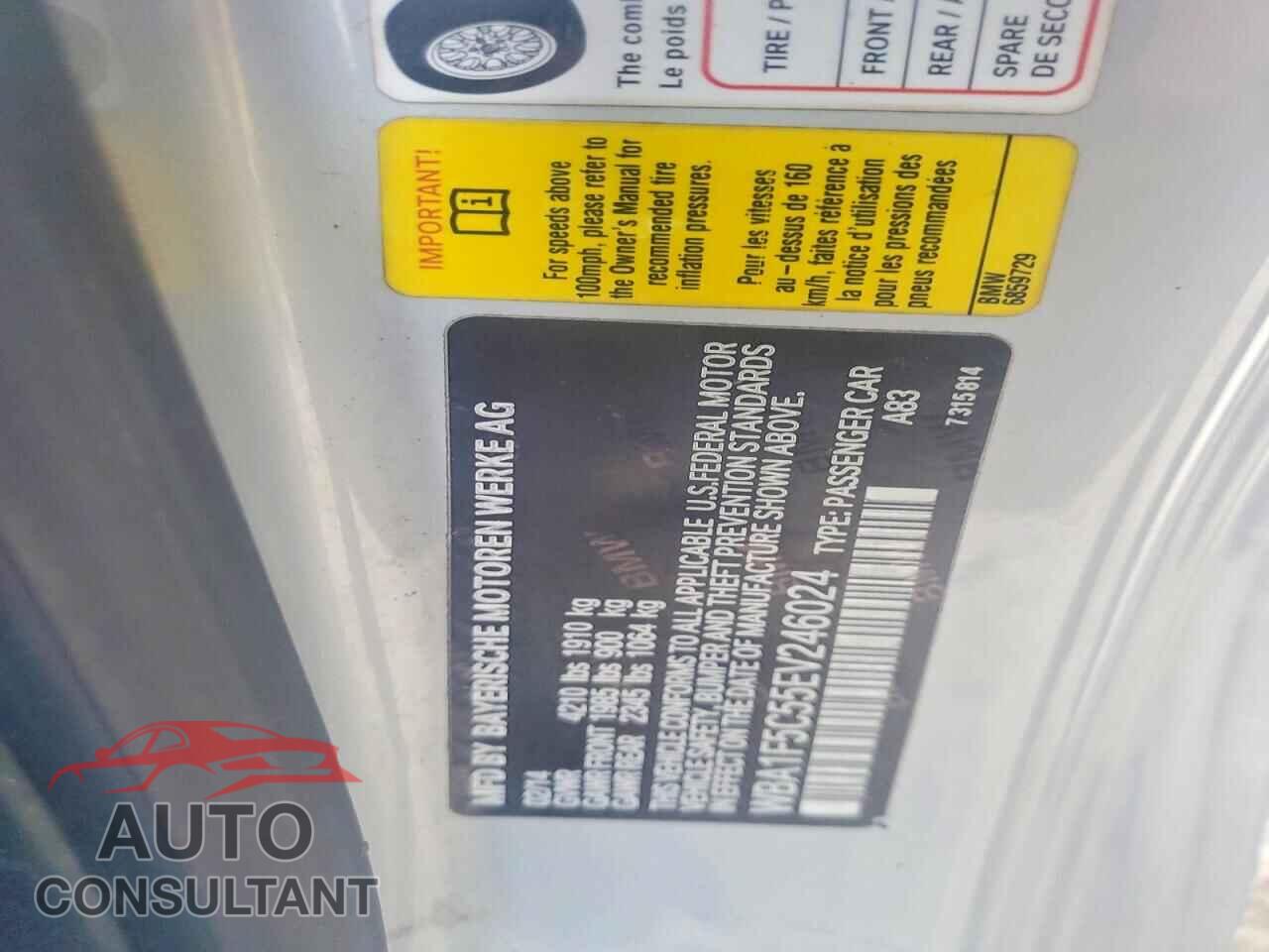 BMW 2 SERIES 2014 - WBA1F5C55EV246024