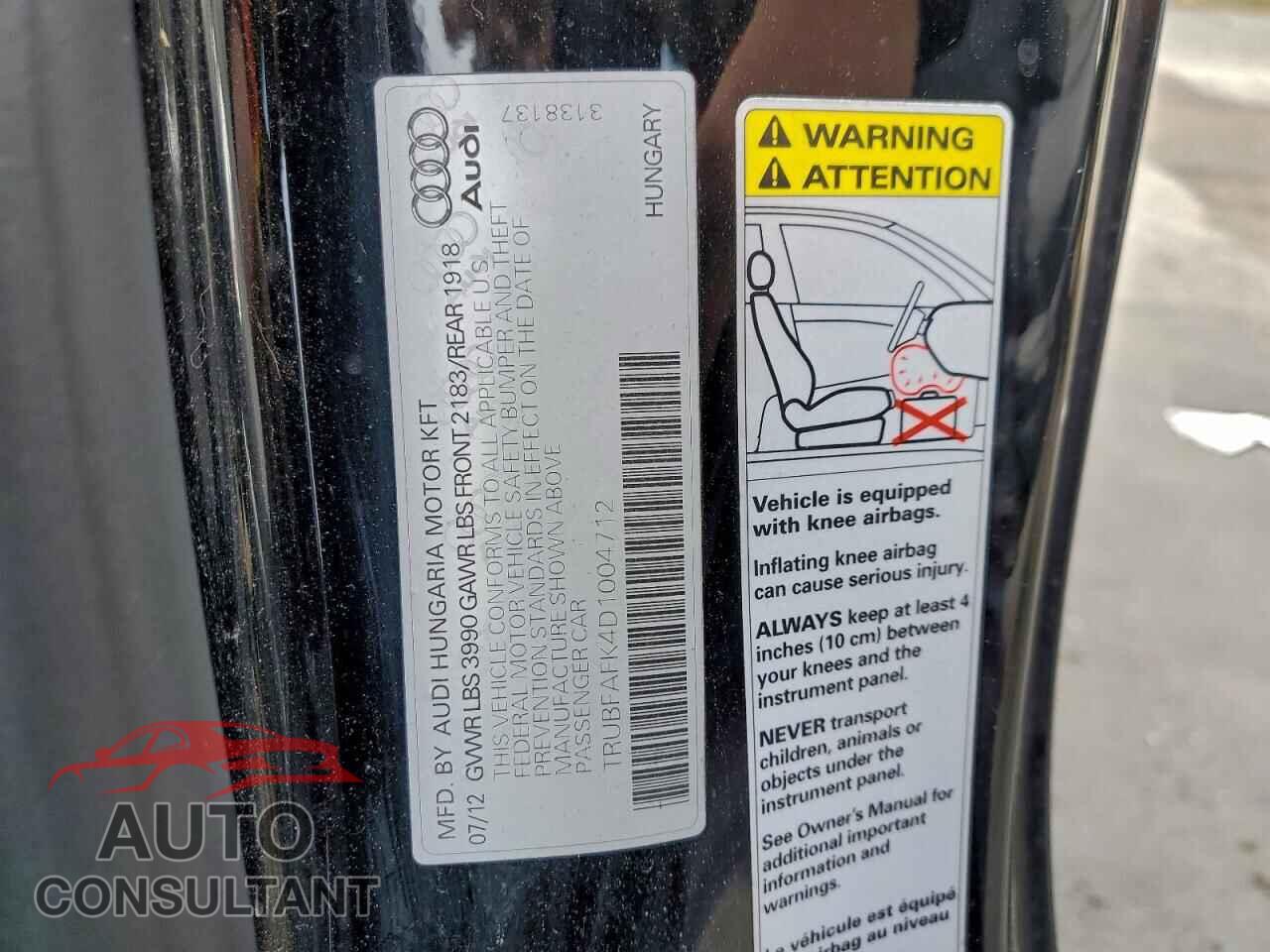 AUDI TT 2013 - TRUBFAFK4D1004712