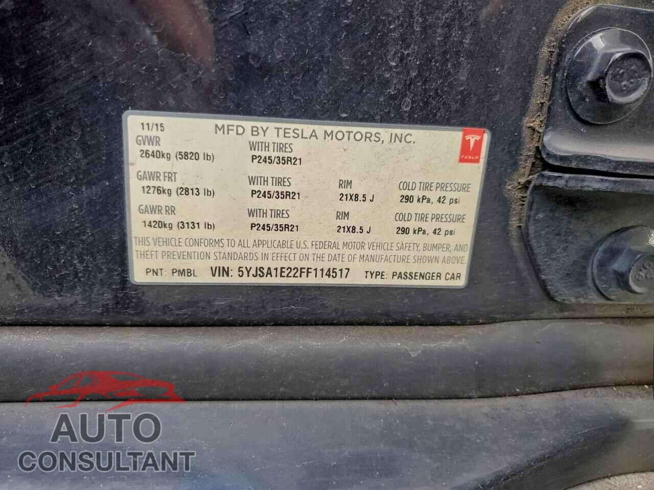 TESLA MODEL S 2015 - 5YJSA1E22FF114517