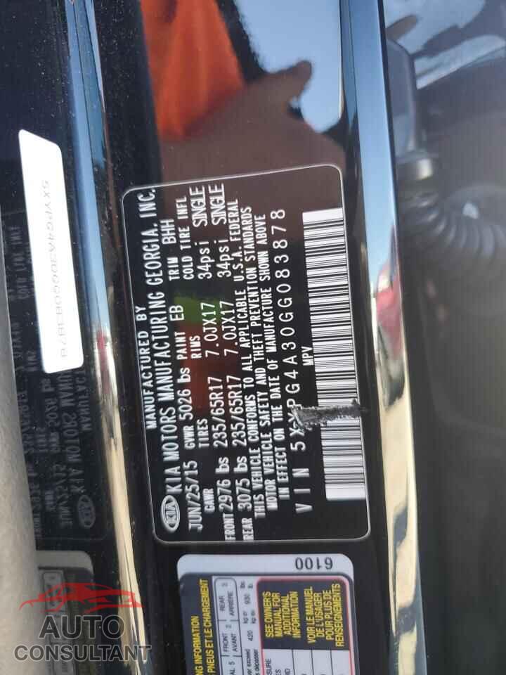 KIA SORENTO 2016 - 5XYPG4A30GG083878
