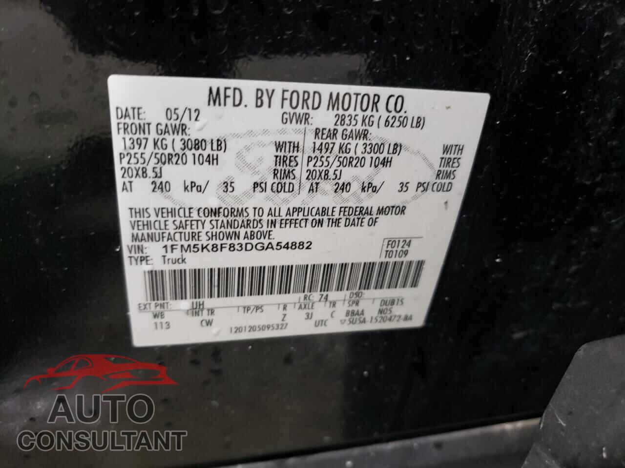 FORD EXPLORER 2013 - 1FM5K8F83DGA54882