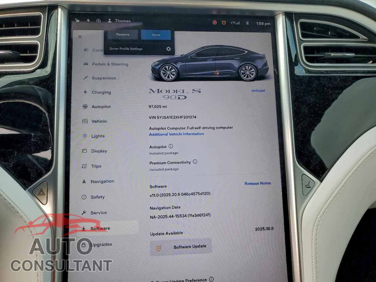 TESLA MODEL S 2017 - 5YJSA1E2XHF201374