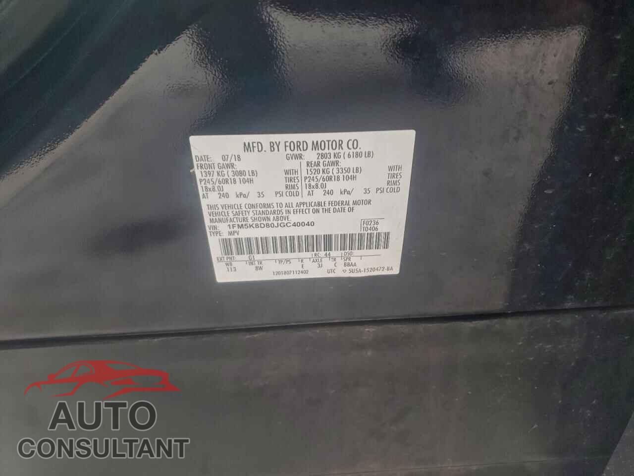 FORD EXPLORER 2018 - 1FM5K8D80JGC40040
