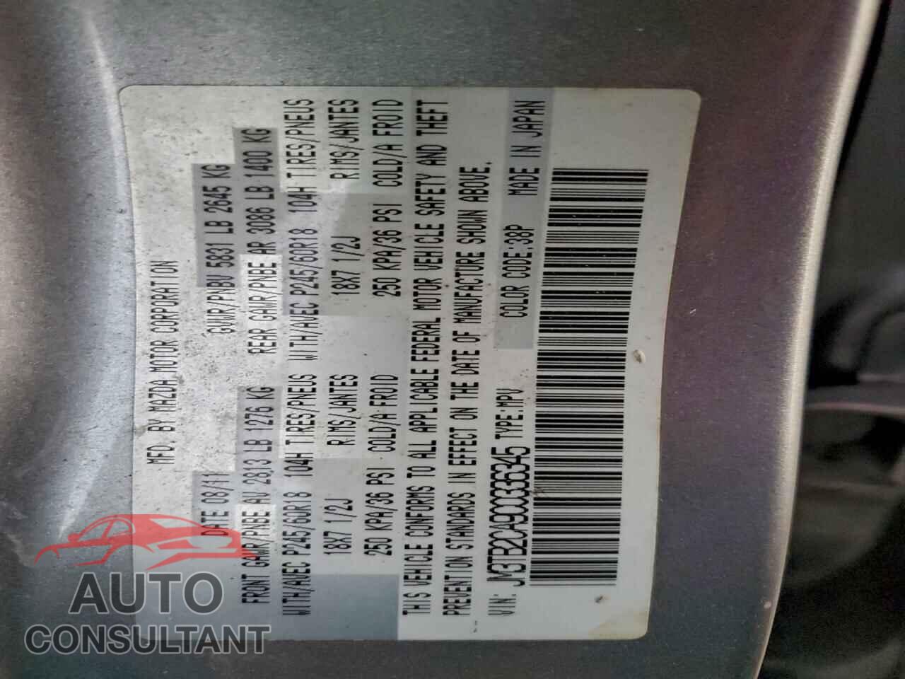 MAZDA CX-9 2012 - JM3TB2CA9C0336345