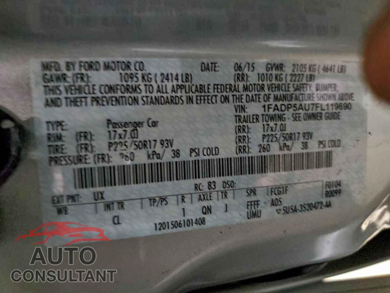 FORD CMAX 2015 - 1FADP5AU7FL119690