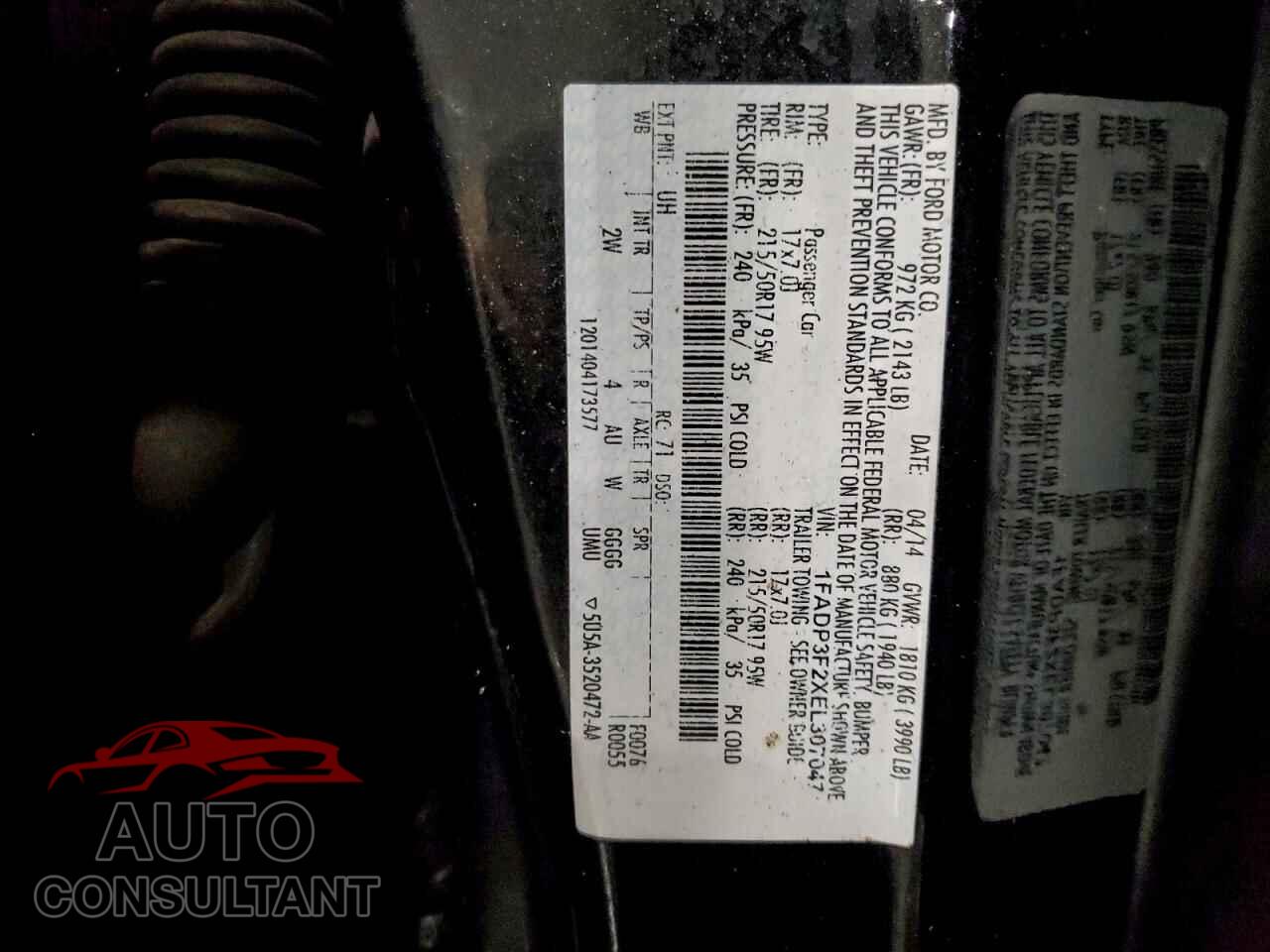 FORD FOCUS 2014 - 1FADP3F2XEL307047
