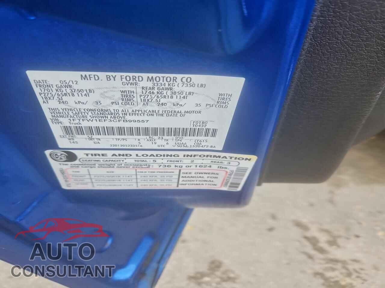 FORD F-150 2012 - 1FTFW1EF3CFB99557