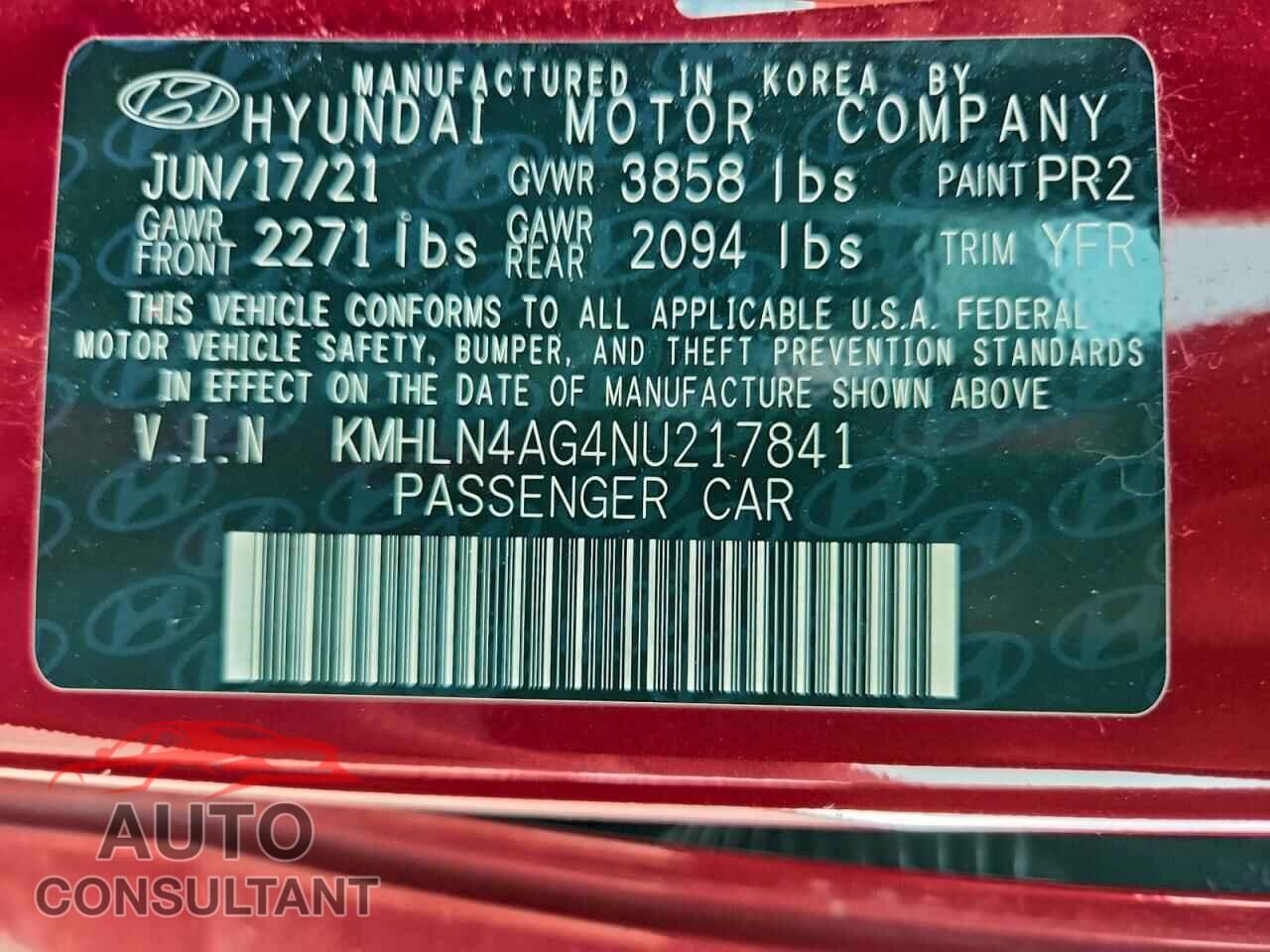 HYUNDAI ELANTRA 2022 - KMHLN4AG4NU217841