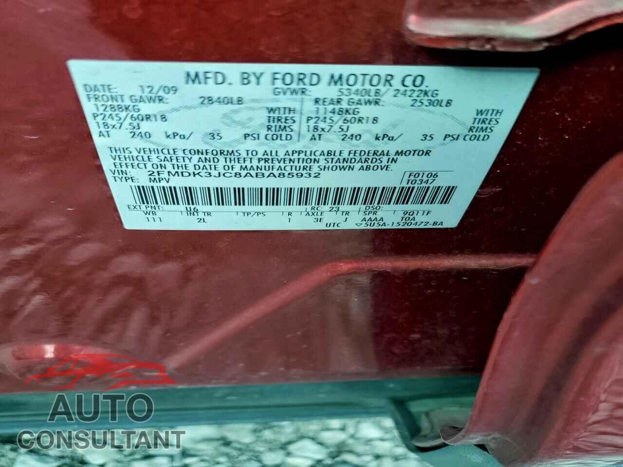FORD EDGE 2010 - 2FMDK3JC8ABA85932