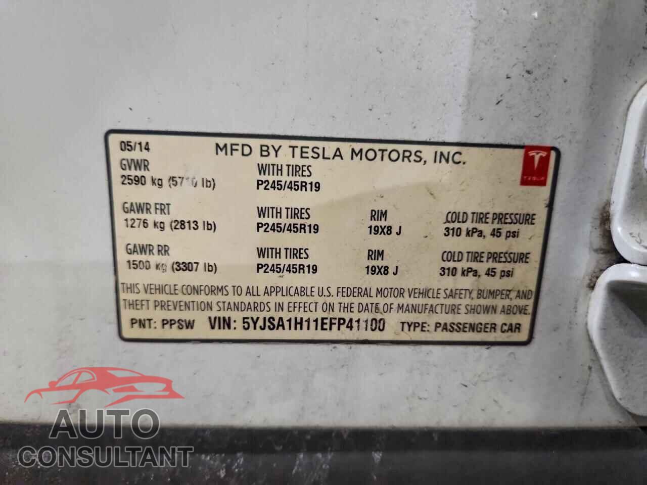 TESLA MODEL S 2014 - 5YJSA1H11EFP41100