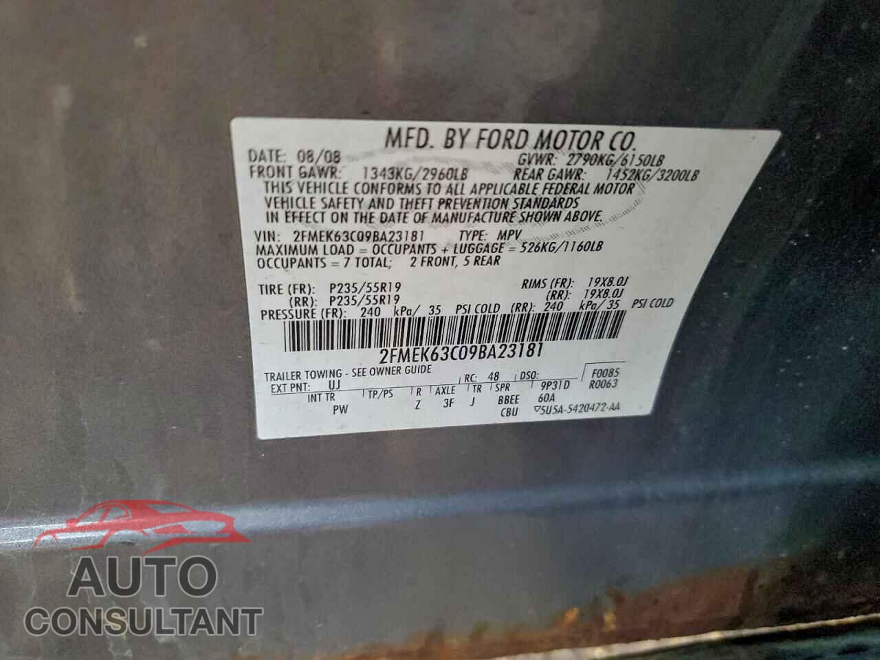 FORD FLEX 2009 - 2FMEK63C09BA23181
