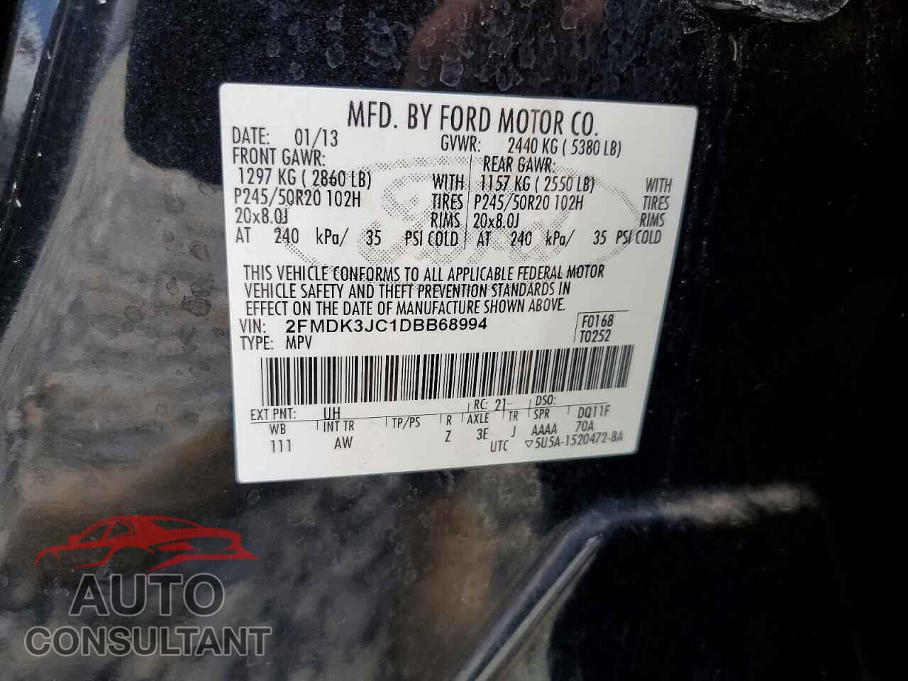 FORD EDGE 2013 - 2FMDK3JC1DBB68994