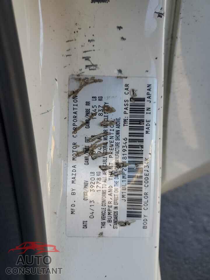 MAZDA 3 2013 - JM1BL1MP2D1819346