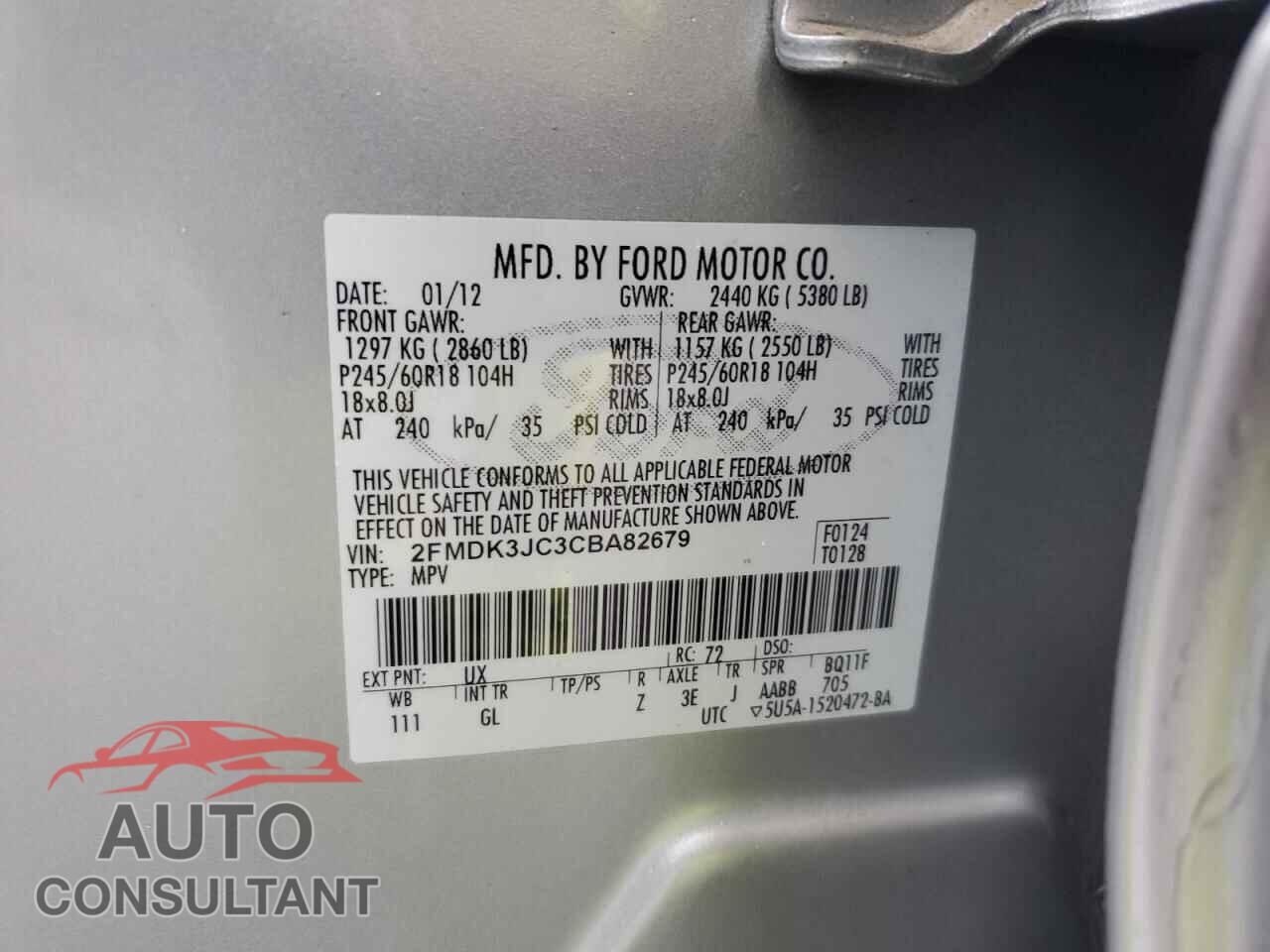 FORD EDGE 2012 - 2FMDK3JC3CBA82679