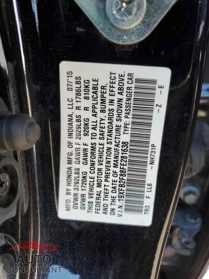 HONDA CIVIC 2015 - 19XFB2F88FE281638