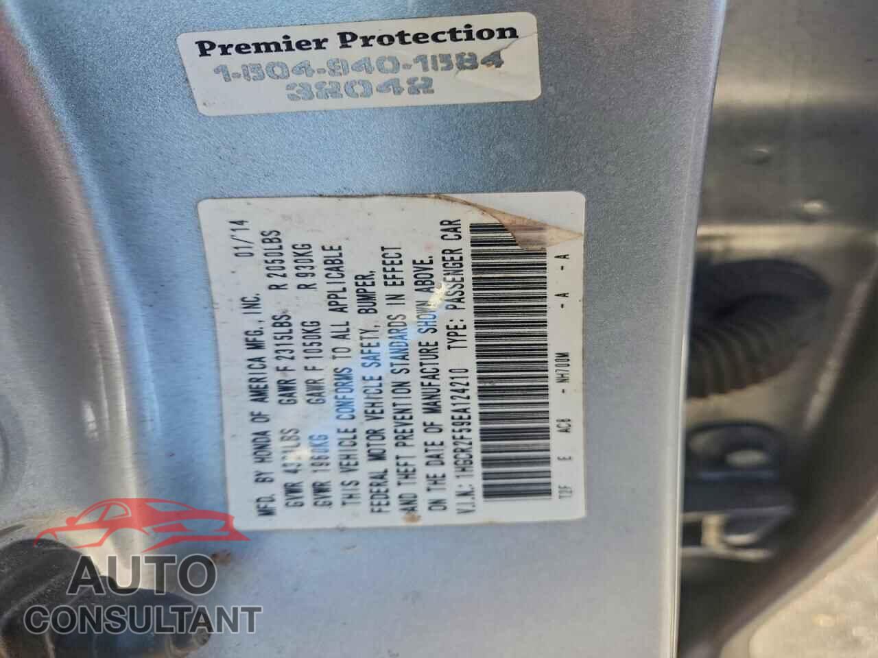 HONDA ACCORD 2014 - 1HGCR2F59EA124210
