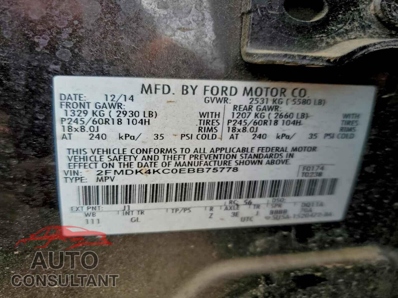 FORD EDGE 2014 - 2FMDK4KC0EBB75778