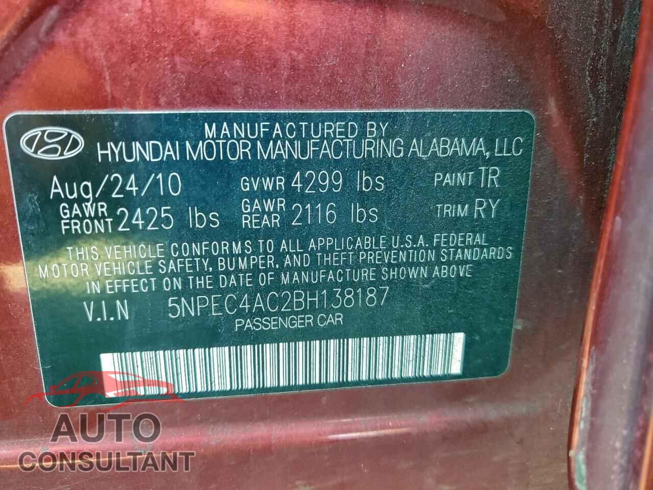 HYUNDAI SONATA 2011 - 5NPEC4AC2BH138187