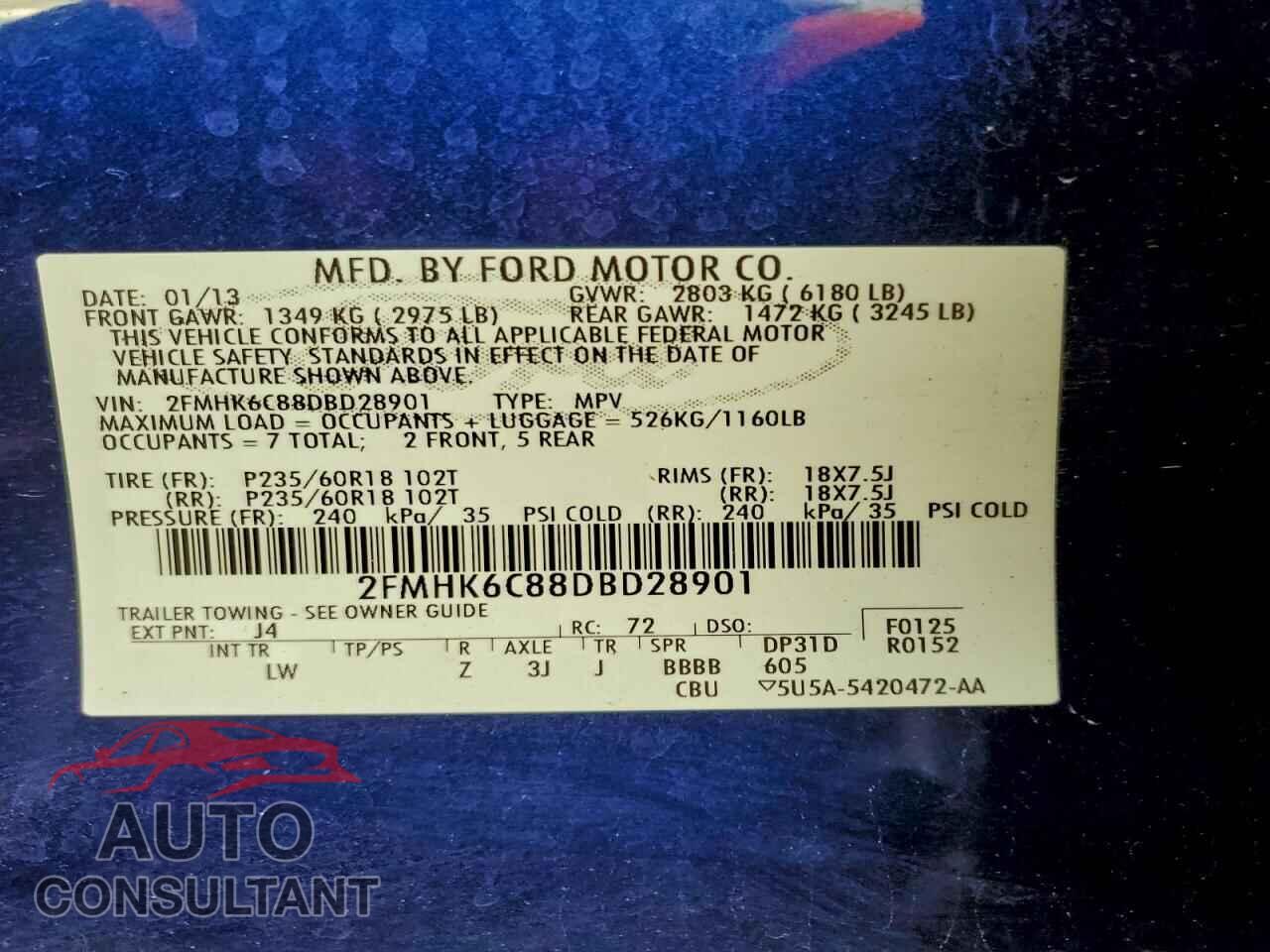 FORD FLEX 2013 - 2FMHK6C88DBD28901