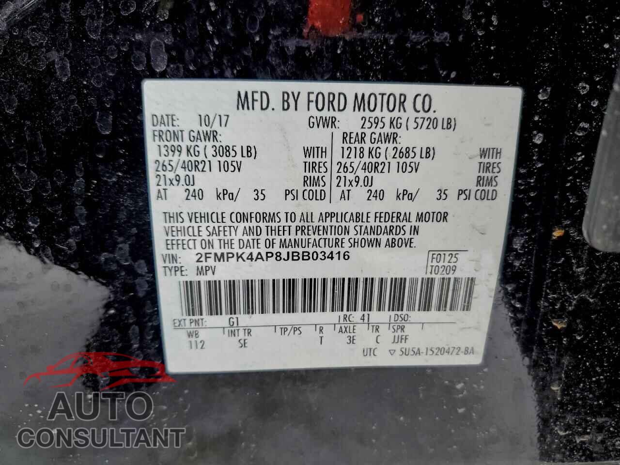 FORD EDGE 2018 - 2FMPK4AP8JBB03416